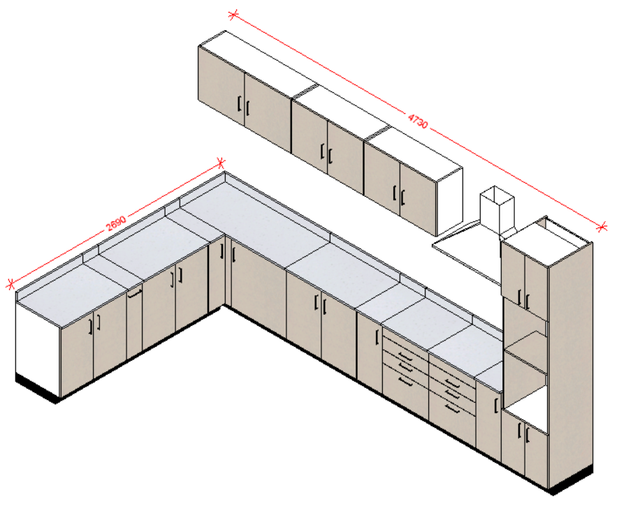 Mueble de Cocina, Cocina L 4,73 x 2,60 m